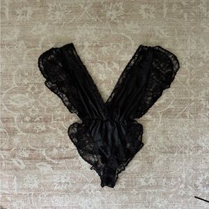 Frederick’s of Hollywood Vintage Black Lace Bodysuit